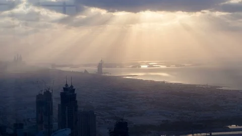Dubai sunset skyline cityscape time-lapse Stock Footage 124032311