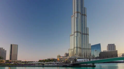Dubai sunset world highest building down to top panorama 4k time lapse uae Stock Footage 54123676