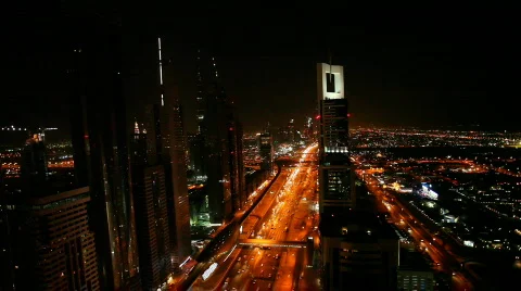 Dubai traffic at night Stock Footage 568865