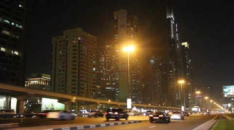 Dubai Traffic at night Stock Footage 44458163