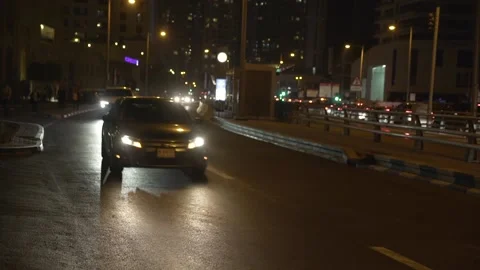 Dubai traffic at night time Stock Footage 203878791