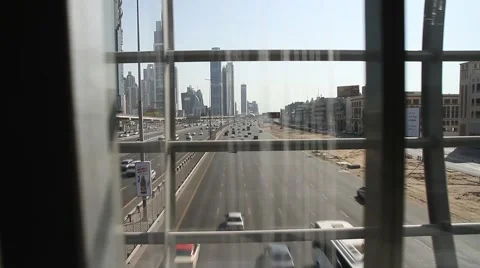 Dubai trafic seen from an elevated walkway Stock Footage 61175415