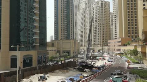 Dubai tram construction Stock Footage 12473816