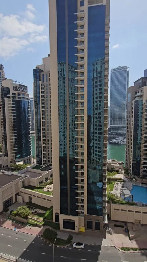 Dubai UAE 03 29 2024 : photo of the view from an apartment in dubai marina tower Stock Footage 272258339