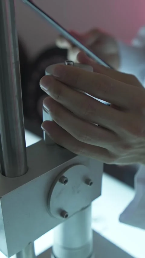 Dubai, UAE - 07 07 2025: Hands Adjusting Industrial Machine Control Knob in Stock Footage 335192021