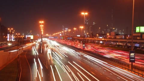 Dubai, UAE - 16th january, 2026: Cinematic night timelapse of Sheikh Zayed .. 動画素材 331233283