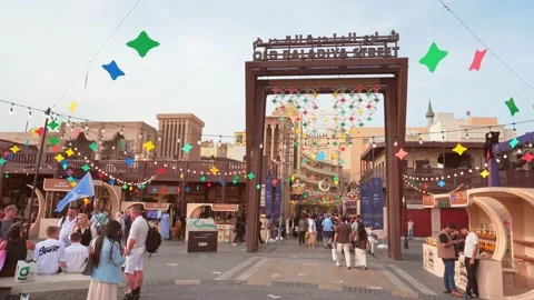 Dubai, UAE - 17th january, 2026: Bustling entrance to Old Baladiya Street i.. Stock Footage 332052961