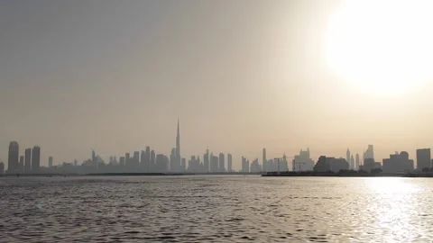 Dubai, UAE - 18 June 2026: Sunset view of Burj Khalifa skyline from Dubai C.. Stock Footage 337172595