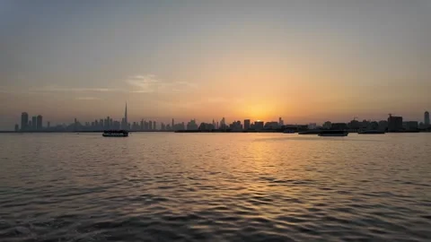 Dubai, UAE - 18 June 2026: Sunset view of Burj Khalifa skyline from Dubai C.. Stock Footage 337173139