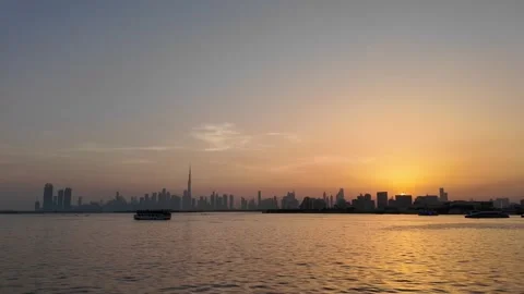 Dubai, UAE - 18 June 2026: Sunset view of Burj Khalifa skyline from Dubai C.. Stock Footage 337173211