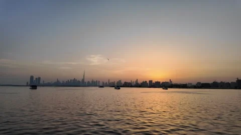 Dubai, UAE - 18 June 2026: Sunset view of Burj Khalifa skyline from Dubai C.. Stock Footage 337173261