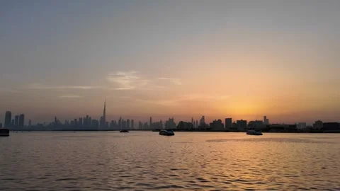 Dubai, UAE - 18 June 2026: Sunset view of Burj Khalifa skyline from Dubai C.. Stock Footage 337173318