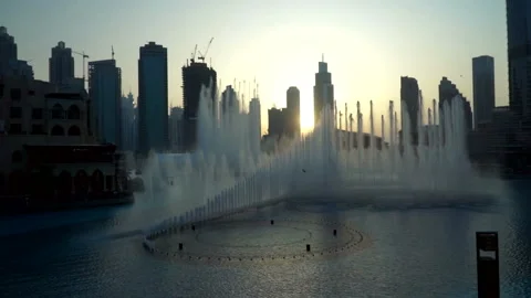 DUBAI, UAE - 19 MARCH 2018 : Dubai Water Fountain near Burj Khalifa. Stock Footage 89735073