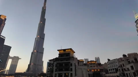 Dubai, UAE, 21 June 2026 - Burj Khalifa Night Lights and Fountain Water Show Stock Footage 337402753
