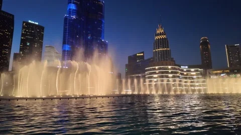 Dubai, UAE, 21 June 2026 - Burj Khalifa Night Lights and Fountain Water Show Stock Footage 337406023