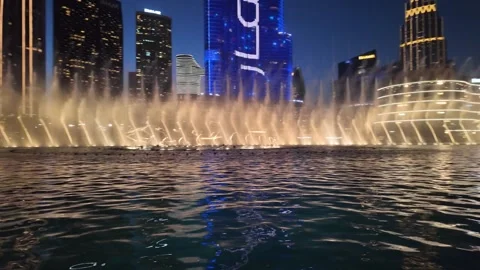 Dubai, UAE, 21 June 2026 - Burj Khalifa Night Lights and Fountain Water Show Stock Footage 337413921