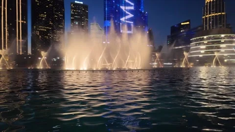 Dubai, UAE, 21 June 2026 - Burj Khalifa Night Lights and Fountain Water Show Stock Footage 337417004