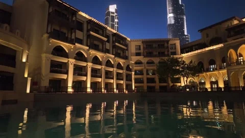 Dubai, UAE - 23 June 2026: Downtown skyline with Burj Khalifa and UAE flag Stock Footage 337503655