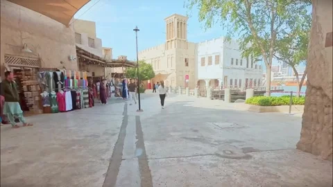 Dubai, UAE - 25th january, 2025: Hyperlapse POV walk through Old Dubai heri.. Stock Footage 328706753