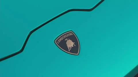 Dubai, UAE - 3 20 2023: Close-up of the logo of an expensive sports car in the Stock Footage 247481759