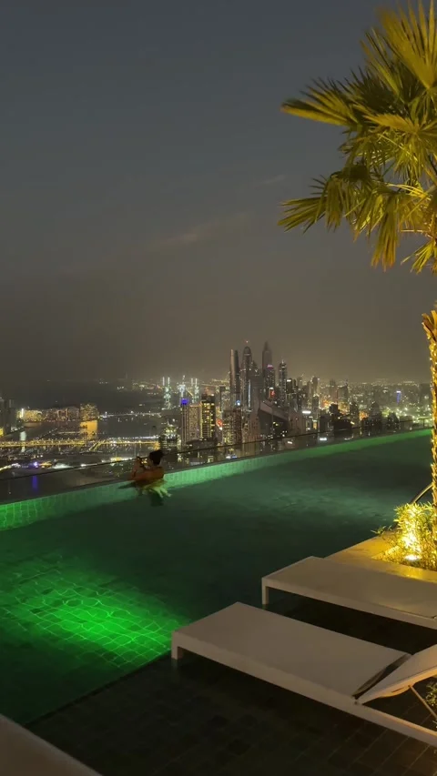 Dubai Uae 4k Address Beach Resort Rooftop View.Dubai Skyline Stock Footage 302423853