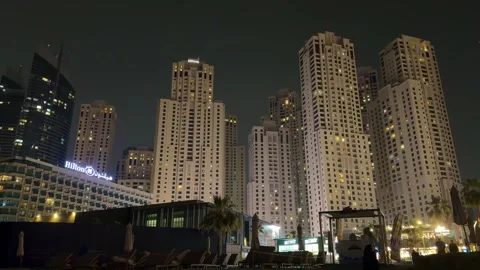 DUBAI, UAE - APRIL 13, 2026: Scenic urban view of Dubai Marina skyline, JBR.. Stock Footage 332672673