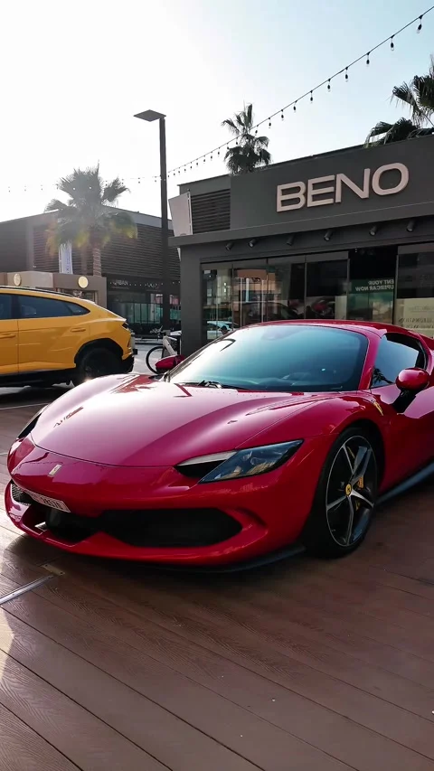 DUBAI, UAE - APRIL 15, 2026: High-performance luxury supercars including a .. Stock Footage 332757637