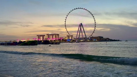 DUBAI, UAE - APRIL 20, 2026: The Iconic Ain Dubai Observation Wheel on Blue.. Stock Footage 333133101