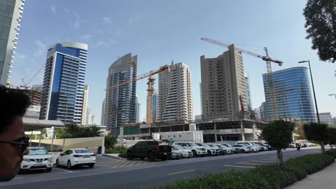 DUBAI, UAE - APRIL 23, 2026: Cinematic night view of Dubai Marina and JBR s.. Stock Footage 333307295