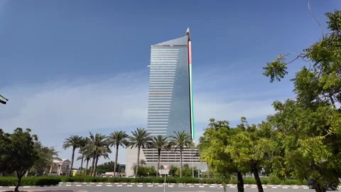 DUBAI, UAE - APRIL 23, 2026: Cinematic night view of Dubai Marina and JBR s.. Stock Footage 333307342