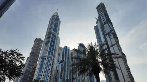 DUBAI, UAE - APRIL 23, 2026: Cinematic night view of Dubai Marina and JBR s.. Stock Footage 333307487