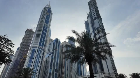 DUBAI, UAE - APRIL 23, 2026: Cinematic night view of Dubai Marina and JBR s.. Stock Footage 333307513