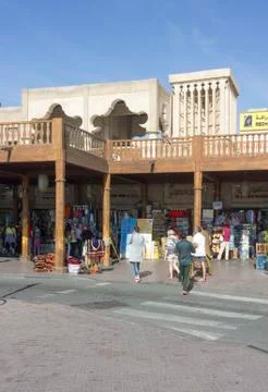 DUBAI, UAE - DECEMBER 26 2017: Deira district in Dubai with shops Stock Photos