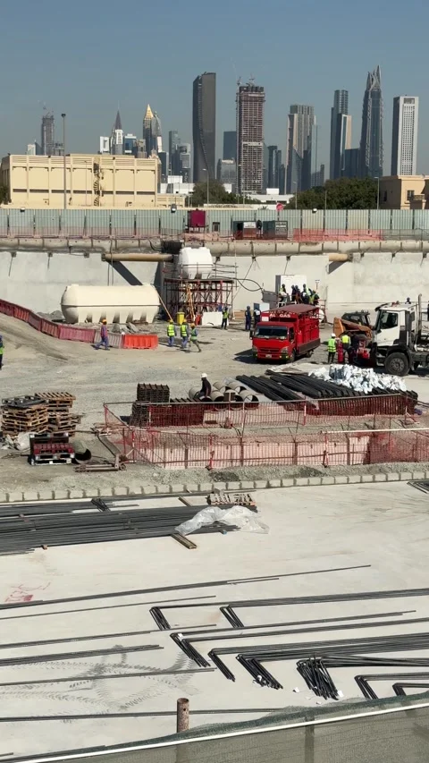 Dubai, UAE, January,4-2025:  Workers pouring concrete for underground parking Video stock 306007014