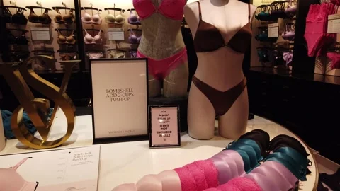 Dubai, UAE, June-16, 2025:  Lingerie section inside a retail store displaying Stock Footage 312822765