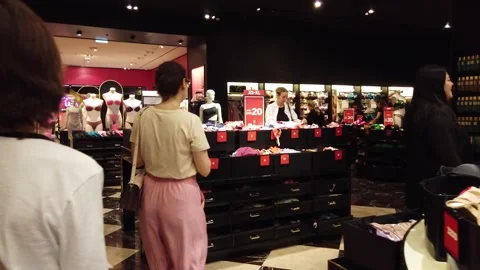 Dubai, UAE, June-16, 2025:  Lingerie section inside a retail store displaying Stock Footage 312829360