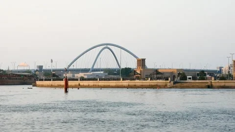 Dubai, UAE - June 17, 2024: Infinity Bridge in Dubai City. Stock Footage 279878167