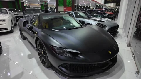 Dubai UAE June 17 2026 Luxury car at automotive showroom Stock Footage 337124173
