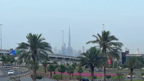 DUBAI, UAE - MAY 05, 2026: Long distance view of Burj Khalifa and Dubai sky.. Stock Footage 334125630