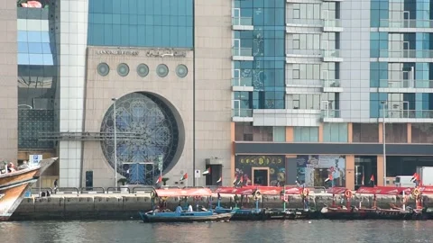 Dubai, UAE - May 09, 2024: Traditional Arabian wooden boats in Dubai City. Video stock 279878720
