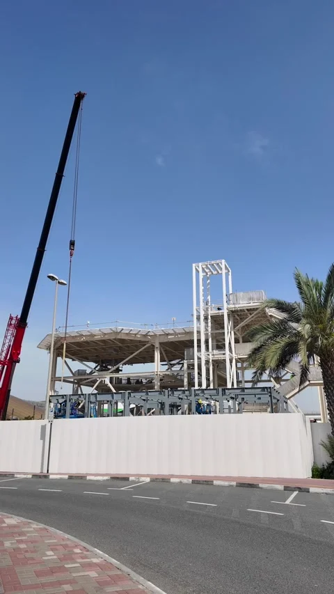 DUBAI, UAE - MAY 13, 2026: Construction site with crane and materials. Stock Footage 334767827