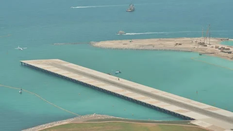 Dubai, UAE - May 15, 2018: Skydive in Dubai with a small airstrip. Paratroopers Stock Footage 96073020