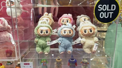 Dubai, UAE - May 18, 2025: Labubu collectible toy from The Monsters by Pop Mart Stock Footage 309509681