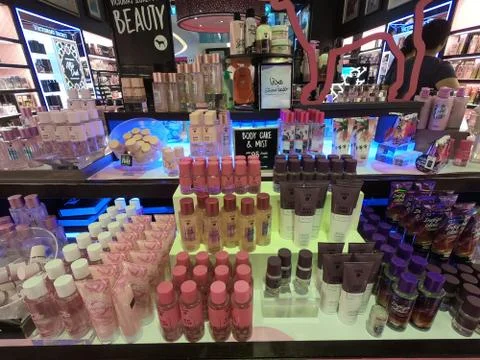 Dubai UAE - May 2019: inside Victoria's Secret store. Victoria's Secret perfu Stock Photos