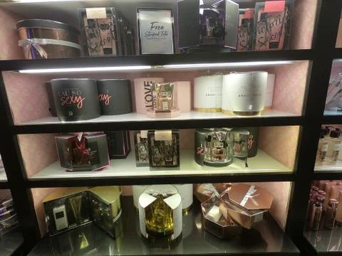 Dubai UAE - May 2019: inside Victoria's Secret store. Victoria's Secret perfu Stock Photos