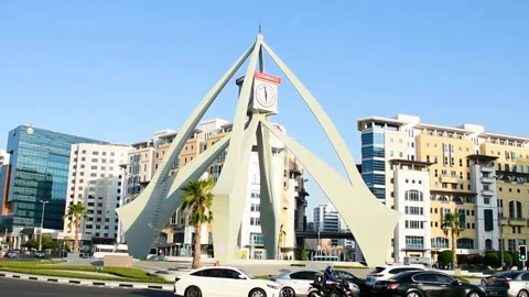 Dubai, UAE - May 26, 2024: Deira Clocktower in Dubai City. Stock Footage 279878620
