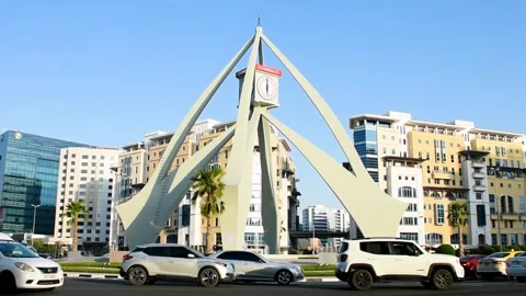 Dubai, UAE - May 26, 2024: Deira Clocktower in Dubai City. Stock Footage 279878623