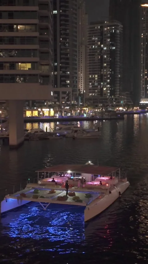 Dubai, UAE - May 26, 2026: Yachts docked in Dubai Marina. Stock Footage 335630085