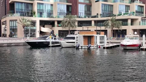Dubai, UAE - May 26, 2026: Yachts docked in Dubai Marina. Stock Footage 335633505