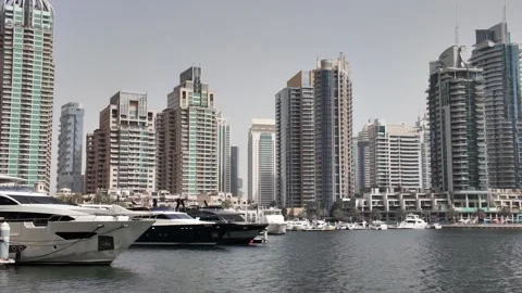 Dubai, UAE - May 26, 2026: Yachts docked in Dubai Marina. Stock Footage 335633778